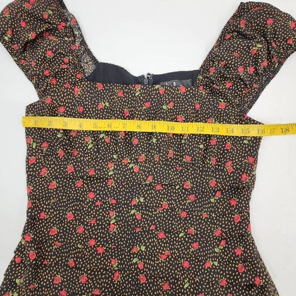 Lulus Size S Finding Romance Black Multi Print Pleated Mini Dress T - Picture 8 of 12